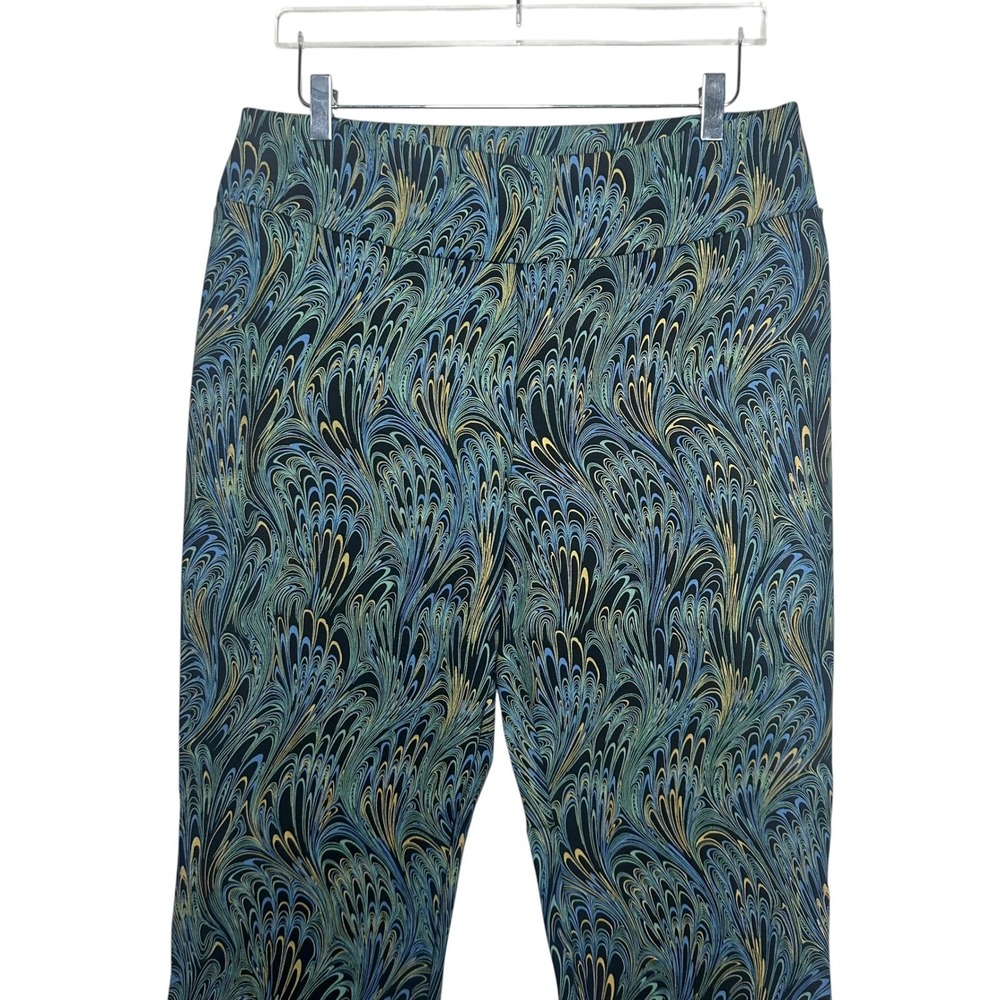 Soft Surroundings Ponte Knit Pull on Pants Black Marbled Print Peacock Size L - Picture 6 of 10